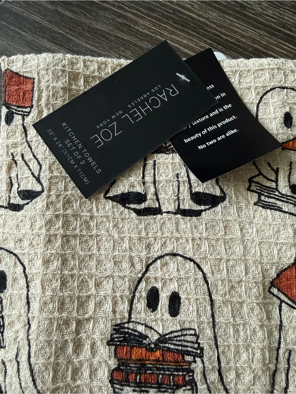 NWT Rachel Zoe Halloween Reading Book ghost Kitchen Towel set of 3